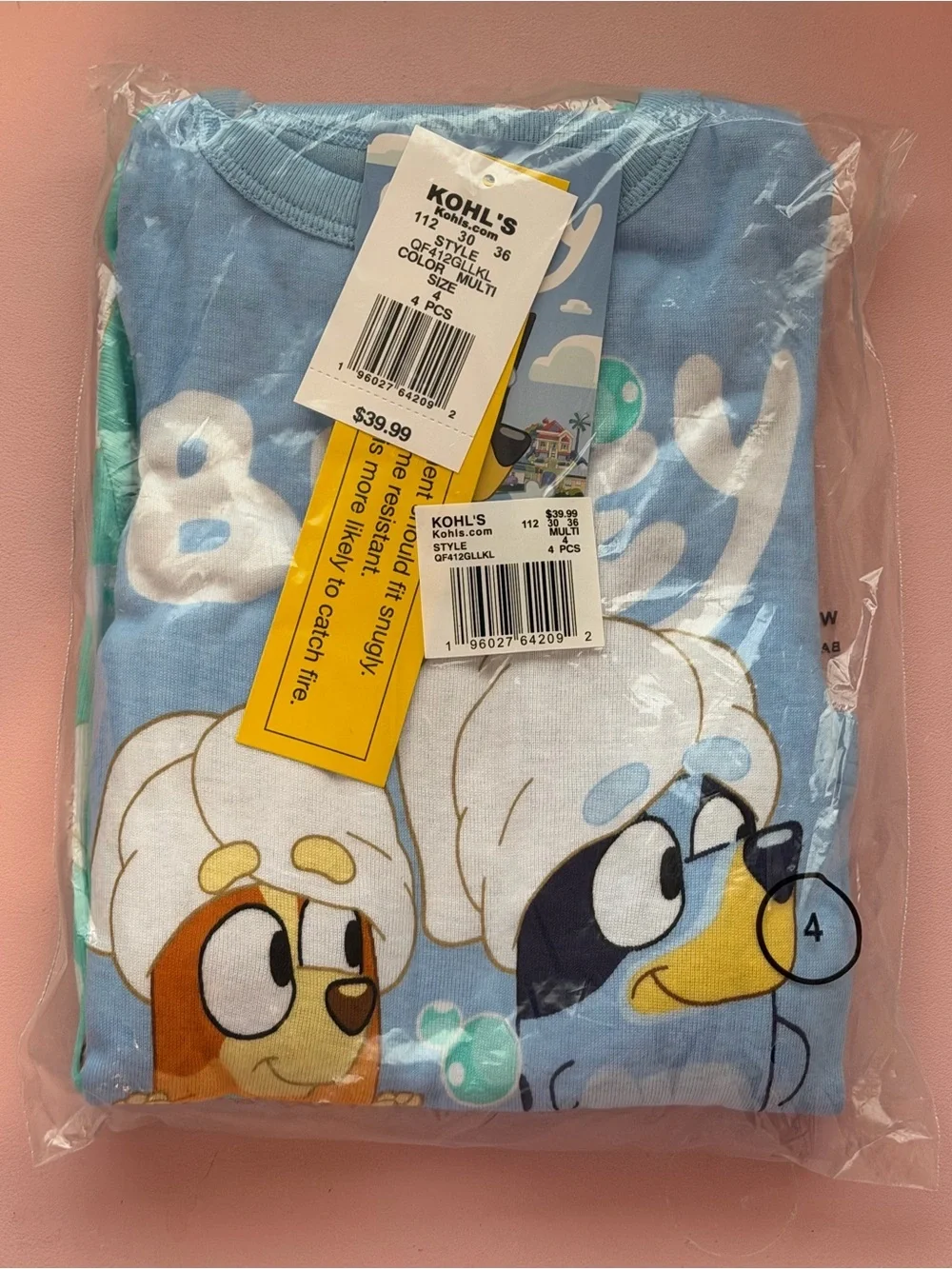 Bluey Spa Day 4 Piece Pajama Set